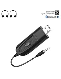 Carpuride AptX Low Latency Bluetooth Transmitter for TV PC Laptop PS4 Nintendo Switch, USB Bluetooth 5.0 Audio Adapter with 3.5mm Jack, Dual Link, Wireless Audio Dongle for Headphones Speakers Only