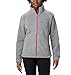 Columbia Women's Plus Size Benton Springs Full Zip Jacket, Soft Fleece with Classic Fit, Light Grey Heather/Fuchsia, 1X