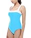 Vintage One Piece Bathing Suits Swimsuit Push Up Padded Swimwear for Women Blue L