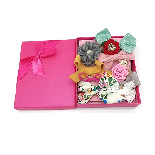 image for Elesa Miracle Baby Girl Nylon Headbands and Bows Gift Box Set for Newb
