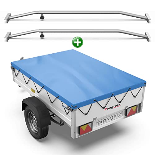 Tarpofix® Anhängerplane 256 x 145 cm + 2X Planenbügel | PVC PLANENMATERIAL Flachplane | Verstärkte Pongratz LPA 250/13 Anhänger Plane für PKW Hänger |