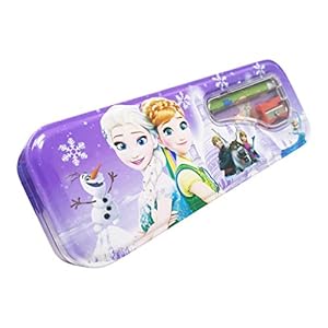 Parteet Latest Cartoon Printed Metal Pencil Box with Accessories for Kids (Frozen)