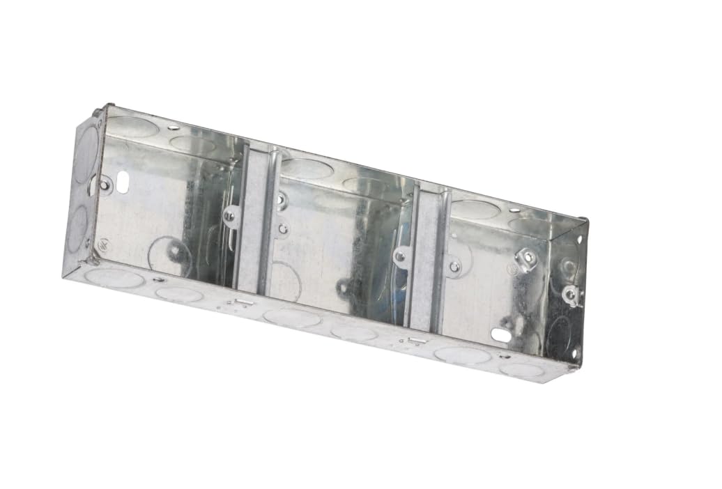 1G + 1G + 1G 35mm 3 gang Metal back box Galvanised Steel Installation Boxes 35mm 1G + 1G + 1G Metal Single Pattress Box 35mm 1G + 1G + 1G Back box Metal - 1 PACK
