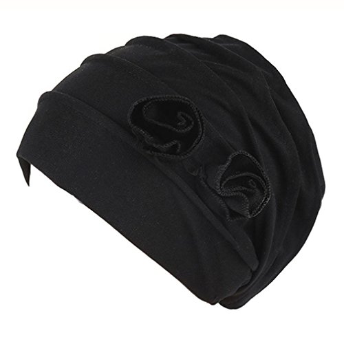 GBSELL Women Stretch Muslim Turban Hat Chemo Hair Loss Head Scarf Wrap Cap (Black)