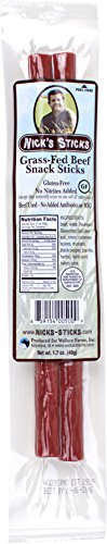 Nick's Sticks 100% Grass-Fed Beef Snack Sticks - Gluten Free  Paleo, Keto, Whole30 Approved  No Sugar, Soy, Antibiotics or Hormones (6  1.7oz. Packages of 2 Sticks)