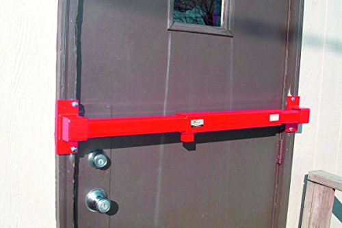 Equipment Lock JODL Steel Job Site Door Lock - Universal Theft Protection Security Lock Bar - Secures Office Trailers & Warehouse Doors - Adjustable For Exterior Doors - Red