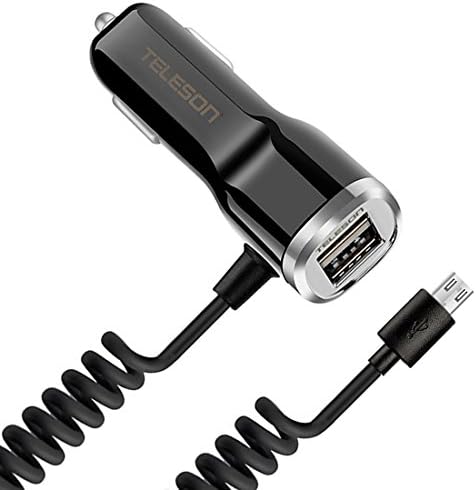 Teleson Micro USB Car Charger, Universal car charger with 2 USB and Micro USB adapter for Samsung,Nokie,LG,HTC,Nexus,Android device and More (Black)