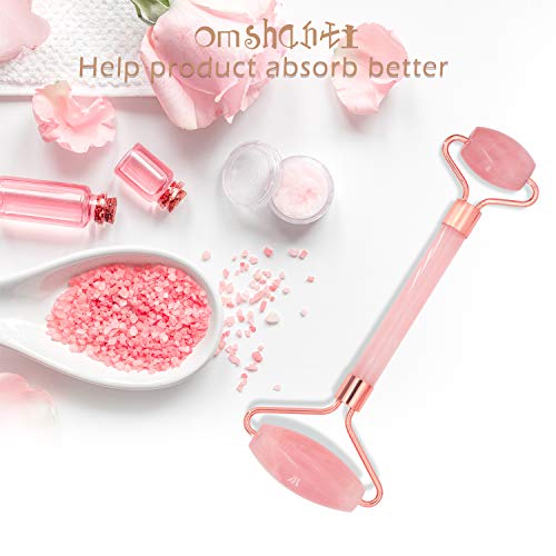 Rose Quartz Roller for Face - Anti Aging Massage Skincare Tool for All Skin Types, Rose Jade Facial Roller, Face Roller, Facial Massage Roller