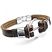 KONOV Mens Womens Leather Bracelet, Anchor Cuff Bangle, Brown Silver