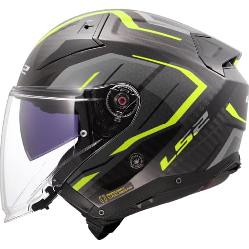 LS2 OF603 Infinity II Carbon Urus Jet Helmet, carbon/neon yellow, 3XL (65/66)
