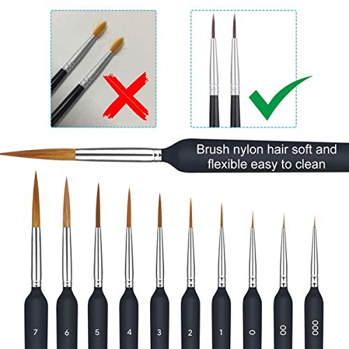 Ledeak Detail Pinsel, 10 Stück Modellbau Pinsel Set Langlebig Pinselset Malen, Miniatur-Pinsel für Acryl und Nägel… – Bild 3