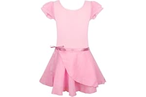 EQSJIU Ballet Leotards for Girls with Removable Skirt Combo Tie Ruffle Sleeve Ballet Dance Dress Outfit 2-12 Years