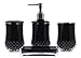 JustNile 4 Piece Bathroom Accessory Set – Soap Dish – Dispenser – Tootbrush Holder – Tumbler Cup – Black Ceramic