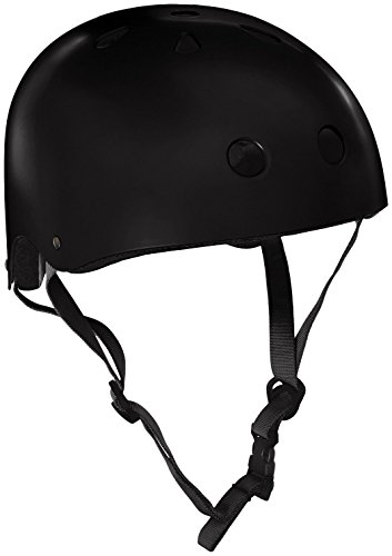 Krown Black Shell with Black Strap Skateboard Helmet, One Size