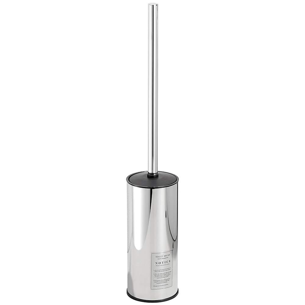 NSODOO Freestanding Toilet Brush Holder for Bathrooms, 304 Stainless Steel Toilet Brush Holder, Rust Resistant Storage Polished Chrome Round Finish 47cm High