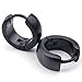 KONOV Mens Stainless Steel Classic Plain Cambered Stud Huggie Hoop Earrings Set, Black