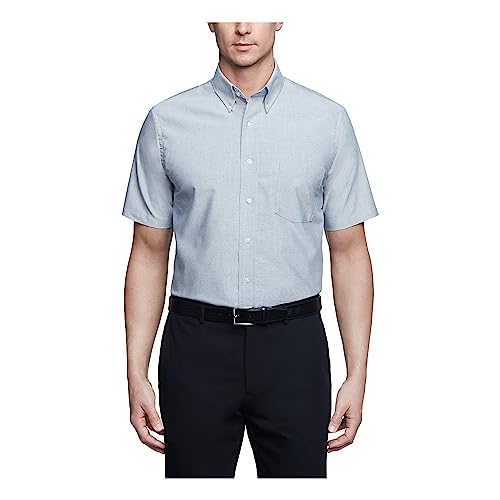Van Heusen Men's Short Sleeve Dress Shirt Regular Fit Oxford Solid, Greystone,…