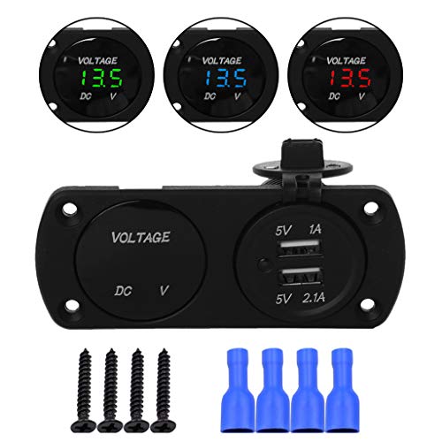 12V 24V Dual USB Car Charger Power Adapter LED Voltmeter Outlet for Car Boat Marine Motorcycle Scooter DIY Kit