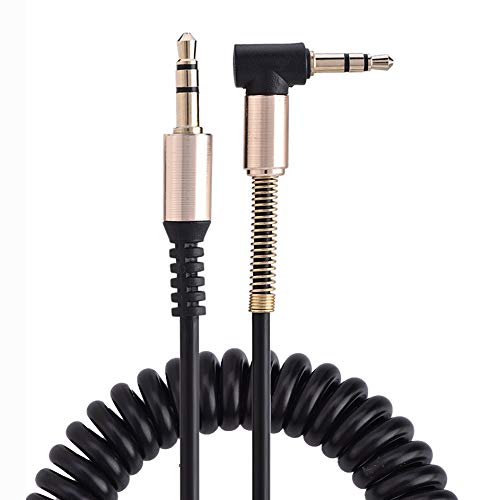 Mavis Laven AUX Cable, 3.5mm Male to Male Spring Aux Cable L-Shaped & I-shaped Retractable Cord for Car Audio Earphone Headphones