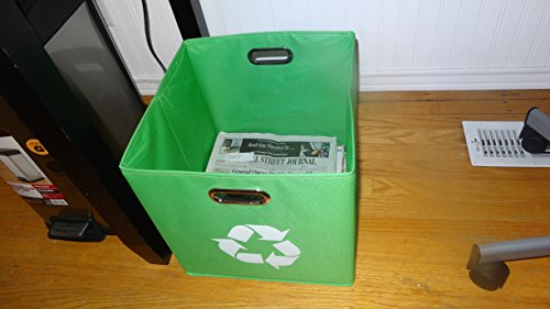 Alexi Ricci Green Folding Designer Recycle Bin 13x13 x 13 inch by ideal for recycling of Newspapers - Magazines office papers Great for Office- Under Kitchen Sink - Dorm Room - Under Desk- - Thumbnail 3