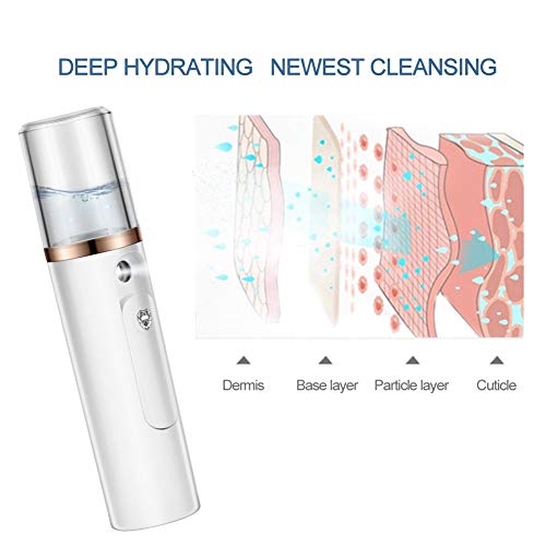 Facial SteamersMoisturizer Sprayer, Handheld Atomizer Humidifier USB Face Moisture Eyelash Extensions Skin Care Facial Water Spa Beauty Instrument (White)