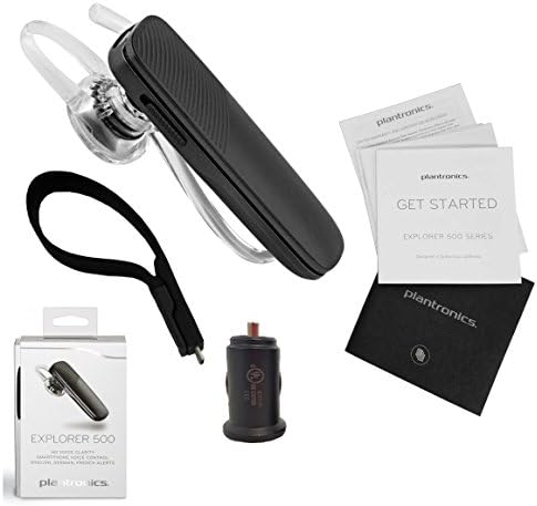 Plantronics Explorer 500, Black -Noise Reduction - HD - Headset - For iOS/Android - With MKK Car Adapter - (Certified Refurbished)