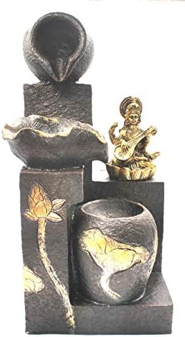 Venilals Saraswati Maa Hindu Goddess Waterfall Fountain Indoor Home Decor Item
