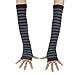 ECOSCO Punk Gothic Horizontal stripes Hand Arm Warmer Finger Gloves (Black/Gray)