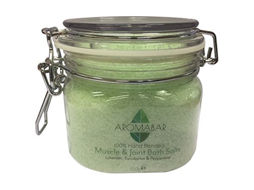Aromabar Muscle & Joints Bath Salts Soak 550g Gift Jar Epsom Salts and Dead Sea Salts 100% Natural Packed with Minerals