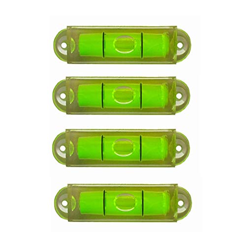 4x Bubble Level Measuring Tools - 10x10x39mm Level Degree Mark with Hole - Fluorescent Yellow