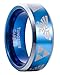 Tungsten Band Beveled Edge the Legend of Zelda Triforce Costume Ring Blue