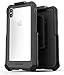 Encased Heavy Duty Belt Clip Case - Designed for iPhone Xs Max - Military Spec Clear Back Protection with Holster and Tempered Glass Screen Protector (Charcoal/Clear)