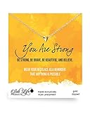 Life Spirit Pendant Necklace for Women, with Inspirational Card and Organza Gift Bag (You are Strong)