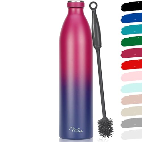 Milu Edelstahl Trinkflasche 350ml, 500ml, 750ml, 1L, 1,5L – Thermosflasche für Kinder Erwachsene auslaufsicher Isolierflasche Kohlensäure geeignet– inkl. Reinig