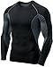 Tesla TM-MUD71-BKH_Medium Men's Mesh-Side-Back Panel Long-Sleeved T-Shirt Compression Baselayer MUD71