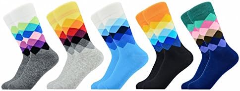 Coloured Socks for men Funny socks Colorful scoks gift High Fun Casual socks Long thick Cotton Bed Socks Dress cool bright comfort (B:5p.mixA)