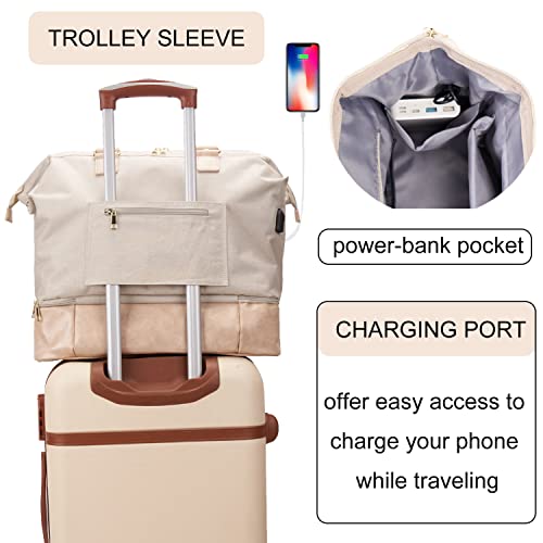 MINKARS Weekender Bag with Shoe Compartment Travel Tote Overnight Bag