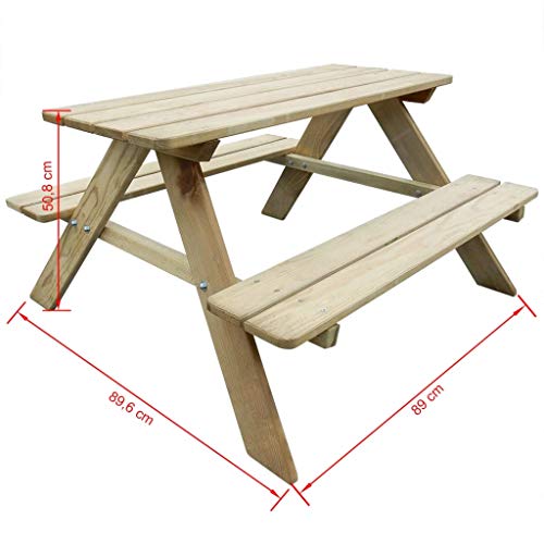 vidaXL Holz Imprägniert Kinder Picknicktisch Bank Sitzgruppe Gartengarnitur – Bild 4