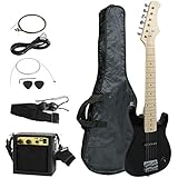 Smartxchoices 30" Inch Kids Electric Guitar With 5W Amp &amp; Much More Guitar Combo Accessory Kit Holiday Gift (Black)