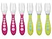 Gerber Stainless Steel Tip Kiddy Cutlery Forks - 6 Pack, Pink/Green