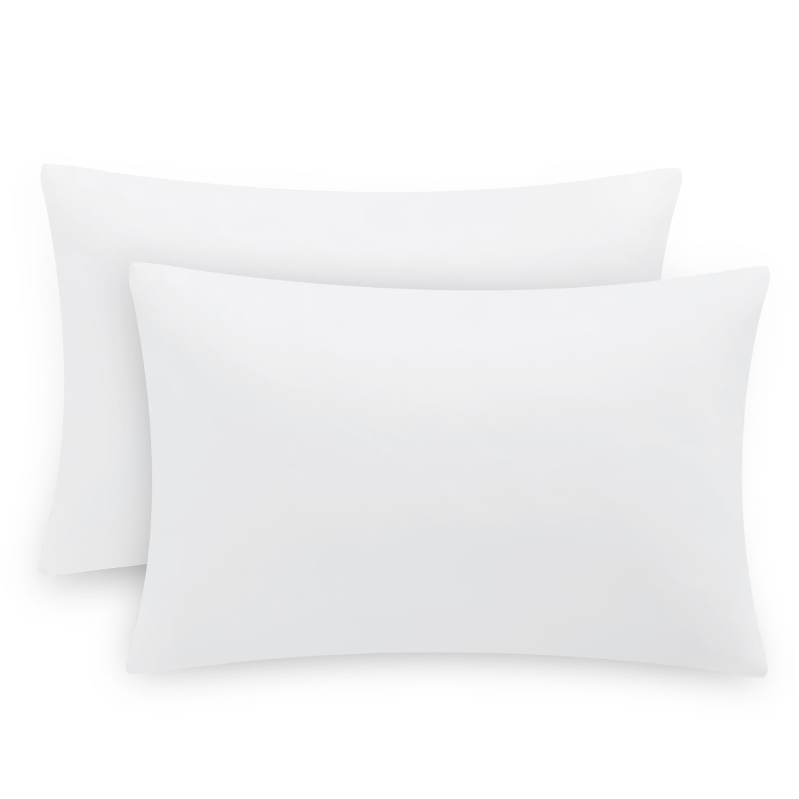 Aisbo White Pillow Cases 2 Pack - Standard Plain Pillowcases Set of 2, Soft Microfiber Pillow Cover with Envelope Closure 50x75 cm