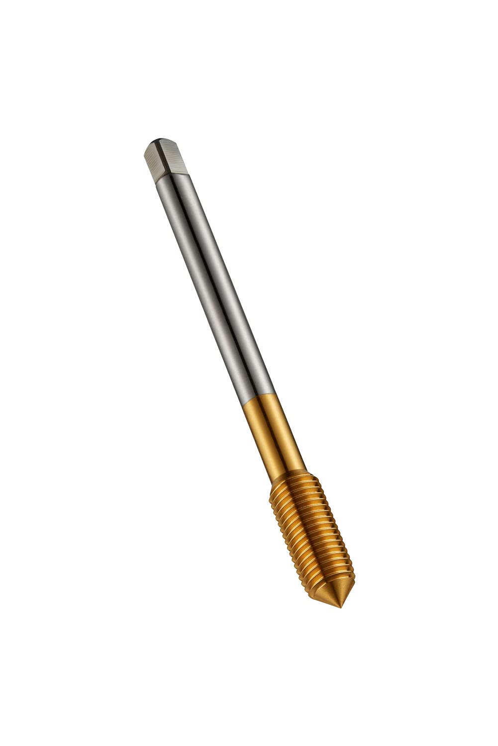 Dormer E288M10X1.0 Series E288 HSS-E Flute less Machine Tap Metric Fine with Tin Coating, DIN Standard, MF10 x 1.00 mm Thread, 90 mm Length