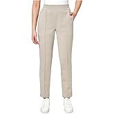 Mondetta Women's Textured Pintuck Straight Leg Pant, Beige