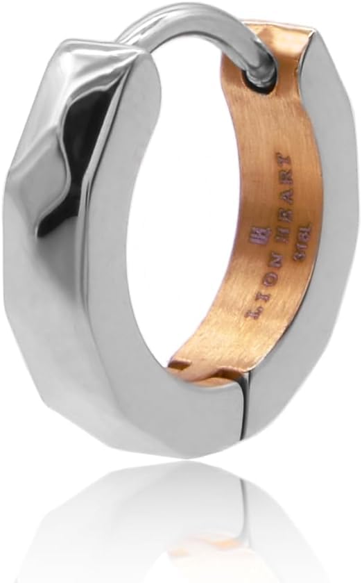 LION HEART ピアス THE EDGEカッティングフープピアス サージカルステンレス 316L 金属アレルギー対応 メンズ (シルバー × ピンクゴールド) 片耳用 の商品画像