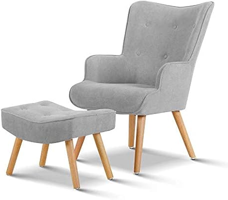 Artiss Lansar Modern Armchair With Foot Stool In Grey Living Room Furniture Amazon Com Au
