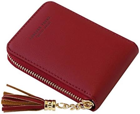 RFID Blocking Credit Card Holders,ID card cases metal zipper wallets for women with PU Leather, Credit Card Wallets Multi Card Holders Safe Security Travel Wallets Wine