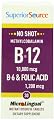 Superior Source No Shot Methylcobalamin Vitamin B12/B-6/Folic Acid Tablets, 10,000 mcg/1200 mcg, 30 Count