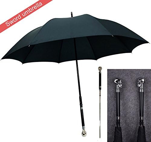 Samurai Sword Umbrellas Handle Golf Umbrella, Self-defense And Waterproof Sun&amp;Rain Umbrella For Men 48"" (Silver skull)