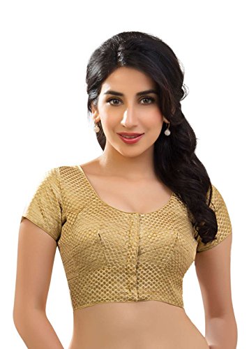 Designer Dupian Silk Katori Style Gold Brocade Saree Blouse Sari Choli - KT-5 with Beautiful Gold Pouch