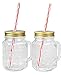 Mason Jar Mugs with Handle, Tin Lid and Plastic Straws. 16 Oz. Each. Old Fashion Drinking Glasses (2). By Lily's Home®